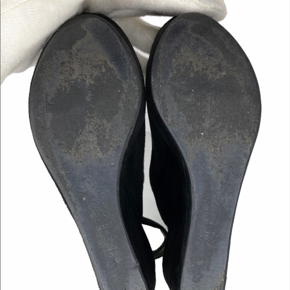 Marni Black Suede Platform PeepToe Slingback Wedge - Picture 4 of 11